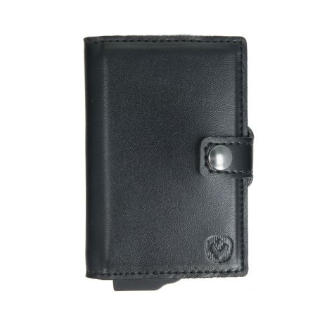 Valenta Card Case Essential Wallet - Porte Cartes en Cuir véritable - 10 Cartes - Noir