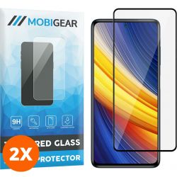 Mobigear Premium - POCO X3 Pro Verre trempé Protection d'écran - Compatible Coque - Noir (Lot de 2)